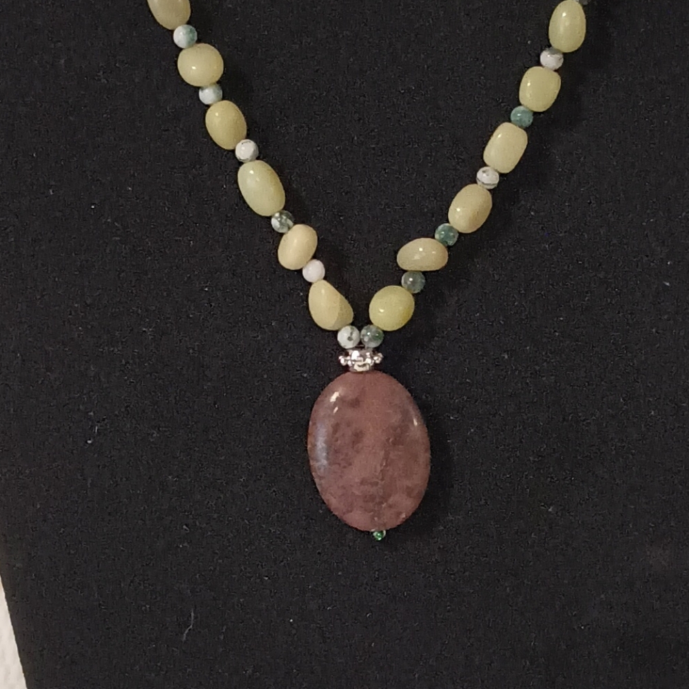 Glass Lampwork Bead Necklace / Mix Of Glass, Acrylic, Gemstones Beads - Picture 7 of 12